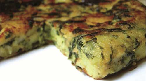 “Omelette” aux pommes de terre et aux épinards 
