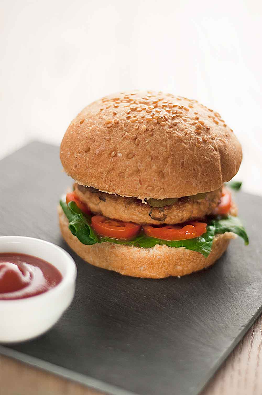 Tofu burger au poivre vert 