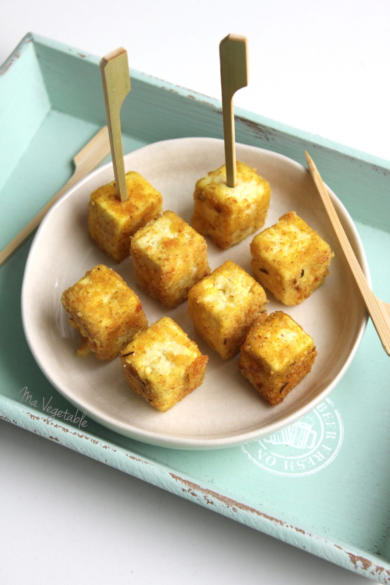 Bouchées apéritives de tofu au curry 
